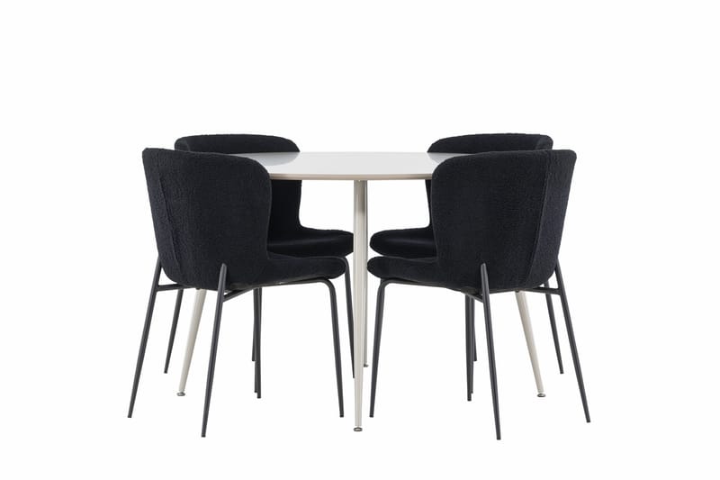 Plaza Matgrupp 120 cm Rund med 4 Modesto stolar - Beige/Svart - Products - Möbler - Bord & matgrupp - Matgrupp