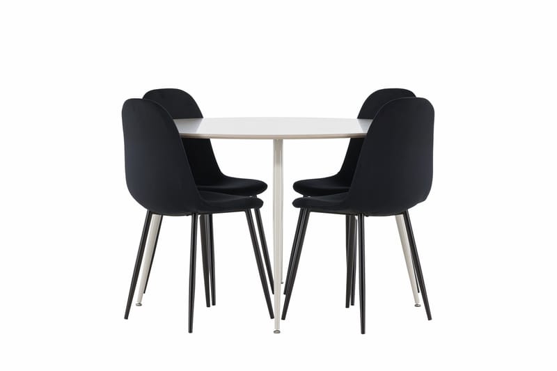 Plaza Matgrupp 120 cm Rund med 4 Polar stolar - Beige/Svart - Products - Möbler - Bord & matgrupp - Matgrupp