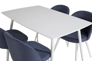 Polar Matgrupp 120 cm Rektangulär med 4 Velvet stolar - Blå - Products - Möbler - Bord & matgrupp - Matgrupp