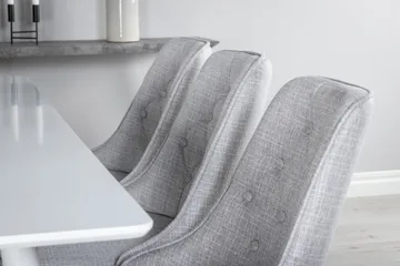 Polar Matgrupp 180 cm Rektangulär med 6 Velvet Deluxe stolar - Grå - Products - Möbler - Bord & matgrupp - Matgrupp