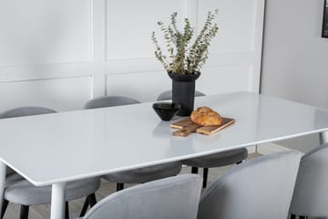 Polar Matgrupp 180 cm Rektangulär med 6 Velvet stolar - Svart - Products - Möbler - Bord & matgrupp - Matgrupp