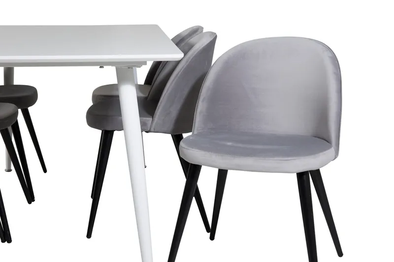 Polar Matgrupp 180 cm Rektangulär med 6 Velvet stolar - Svart - Products - Möbler - Bord & matgrupp - Matgrupp