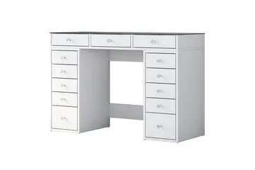 Ramender Sminkbord med förvaring Bordsskiva Glas 120 cm - Vit - Products - Möbler - Bord & matgrupp - Sminkbord & toalettbord