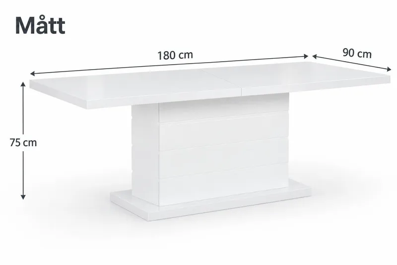 Ratliff Matbord 180 cm Förlängningsbart med illäggsskiva - Vit - Products - Möbler - Bord & matgrupp - Matbord & köksbord