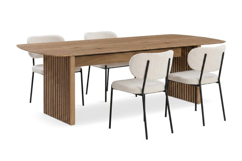 Richeto Matbord 180 cm med 4 st Gemmiano Stolar i Teddy - Brun, Vit - Products - Möbler - Bord & matgrupp - Matgrupp
