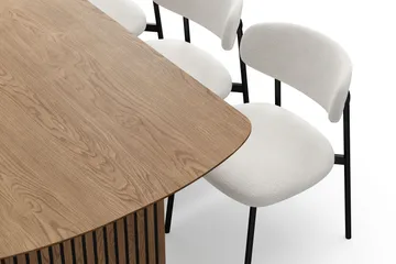 Richeto Matbord 210 cm med 6 Lucy Matstolar - Naturlig finish / Vit Bouclé / Metallben Svart - Products - Möbler - Bord & matgrupp - Matgrupp