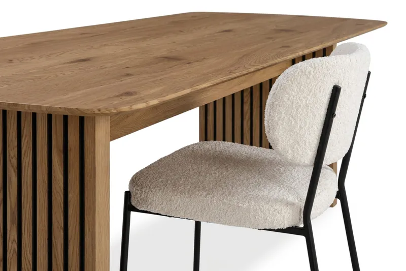 Richeto Matbord 210 cm med 6 st Gemmiano Stolar i Teddy - Brun, Vit - Products - Möbler - Bord & matgrupp - Matgrupp