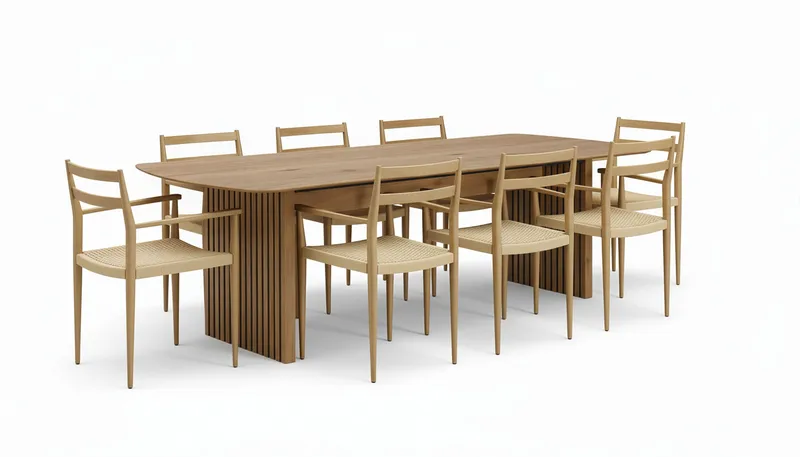 Richeto Matbord 240 cm med 8 st Jamna Karmstolar - Brun - Products - Möbler - Bord & matgrupp - Matgrupp