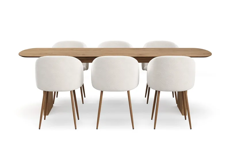 Richeto Matgrupp 240 cm med 6 Greya Matstolar med Armstöd - Rökt ek - Products - Möbler - Bord & matgrupp - Matgrupp