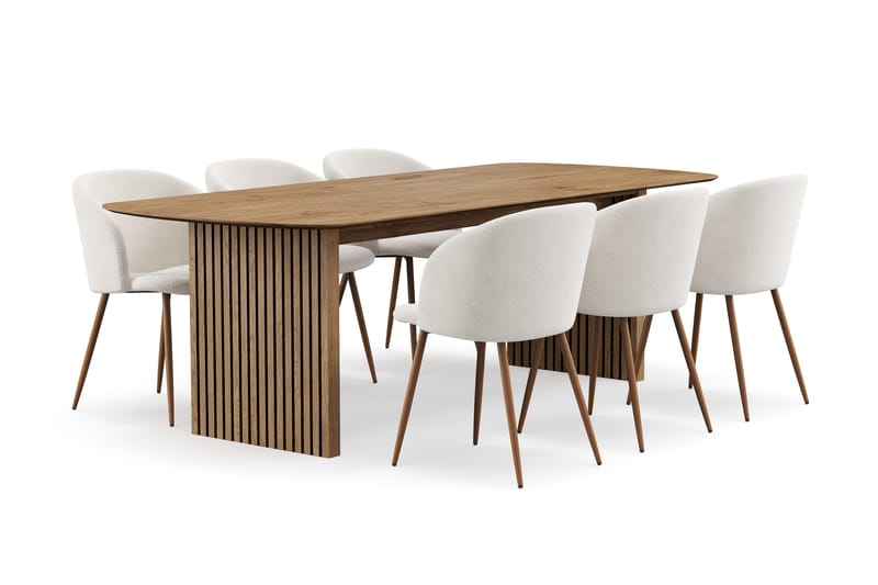 Richeto Matgrupp 240 cm med 6 Greya Matstolar med Armstöd - Rökt ek - Products - Möbler - Bord & matgrupp - Matgrupp
