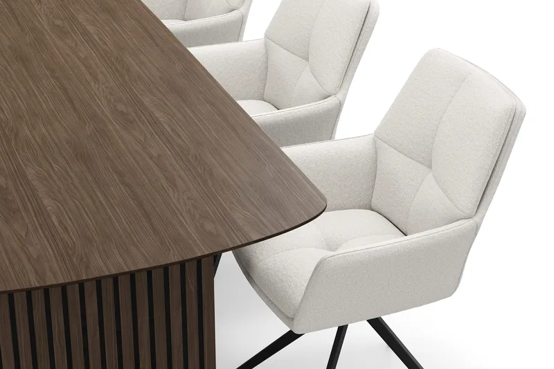 Richeto Matgrupp Rökt Ek 210 cm med 6 Torsby Snurrstolar - Rökt ek/Ljusbeige - Products - Möbler - Bord & matgrupp - Matgrupp