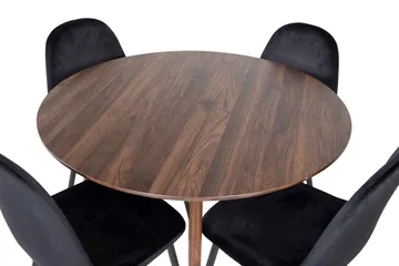 Ridones Matgrupp 100 cm Rund inkl 4 Pontus Stolar - Brun/Svart - Products - Möbler - Bord & matgrupp - Matgrupp