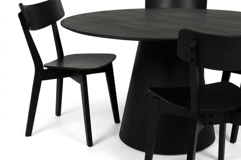 Siena Matgrupp 150 cm runt i Svart med 6 Amelia Matstolar - Svartlaserad ek - Products - Möbler - Bord & matgrupp - Matgrupp