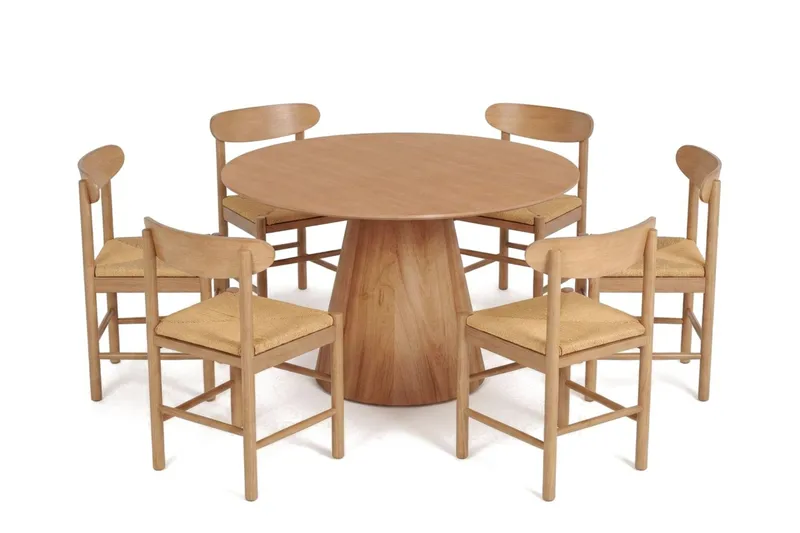 Siena Matgrupp runt 130 cm Ek med 6 Malte Matstolar - Ek - Products - Möbler - Bord & matgrupp - Matgrupp