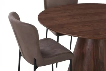 Siena Matgrupp runt 130 cm Valnöt med 6 Elsie Matstolar - Valnöt/Brun - Products - Möbler - Bord & matgrupp - Matgrupp