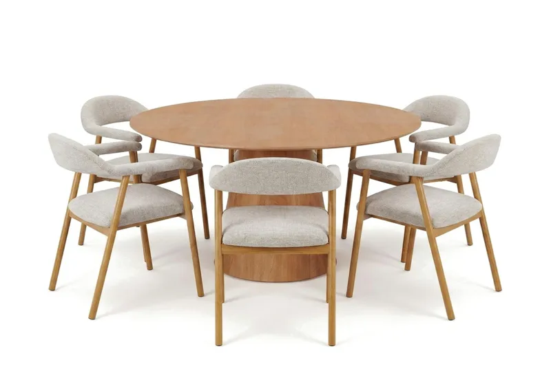 Siena Matgrupp runt 150 cm Ek med 4 Ronja Matstolar - Ek - Products - Möbler - Bord & matgrupp - Matgrupp