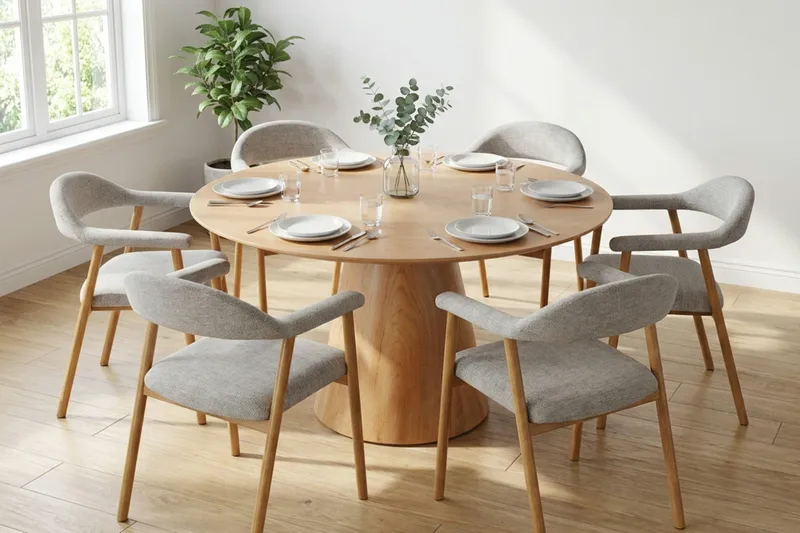 Siena Matgrupp runt 150 cm Ek med 4 Ronja Matstolar - Ek - Products - Möbler - Bord & matgrupp - Matgrupp