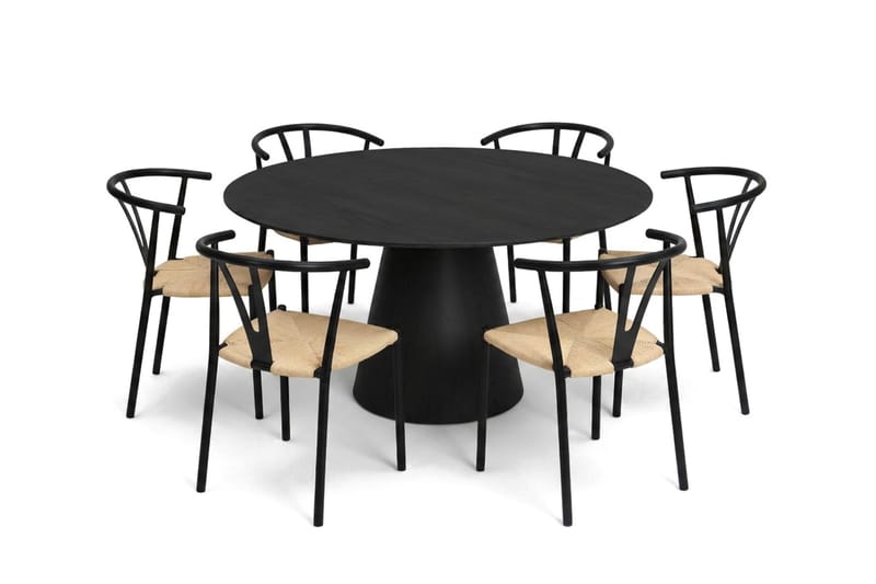 Siena Matgrupp runt 150 cm Svart med 6 Elysia Matstolar - Svartlaserad ek - Products - Möbler - Bord & matgrupp - Matgrupp
