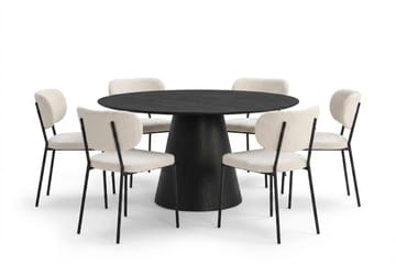 Siena Matgrupp runt 150 cm Svart med 6 Gemmiano Matstolar - Svartlaserad ek - Products - Möbler - Bord & matgrupp - Matgrupp
