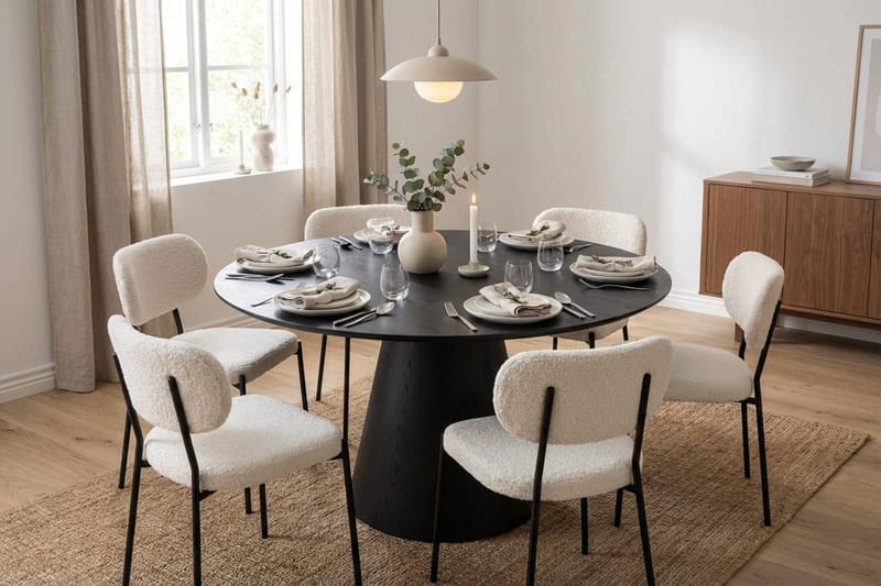 Siena Matgrupp runt 150 cm Svart med 6 Gemmiano Matstolar - Svartlaserad ek - Products - Möbler - Bord & matgrupp - Matgrupp