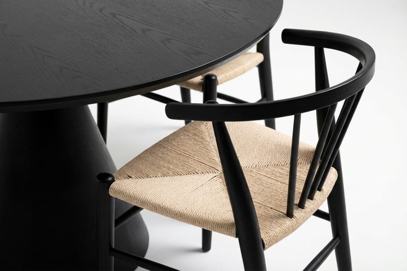 Siena Matgrupp runt 150 cm Svart med 6 Winston Matstolar - Svartlaserad ek - Products - Möbler - Bord & matgrupp - Matgrupp