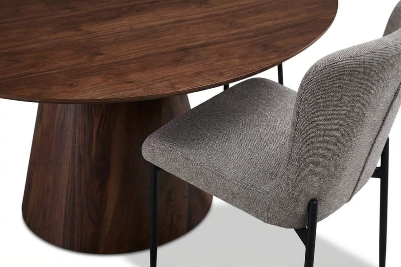 Siena Matgrupp runt 150 cm Valnöt med 6 Elsie Matstolar - Valnöt/Ljusgrå - Products - Möbler - Bord & matgrupp - Matgrupp