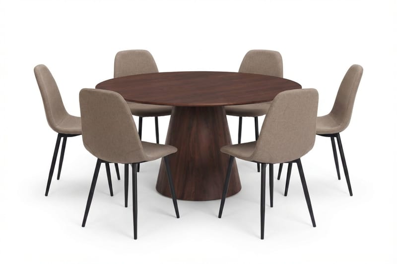Siena Matgrupp runt 150 cm Valnöt med 6 Nibe Matstolar - Valnöt - Products - Möbler - Bord & matgrupp - Matgrupp