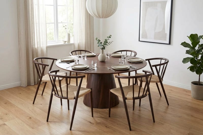 Siena Matgrupp runt 150 cm Valnöt med 6 Winston Matstolar - Valnöt - Products - Möbler - Bord & matgrupp - Matgrupp