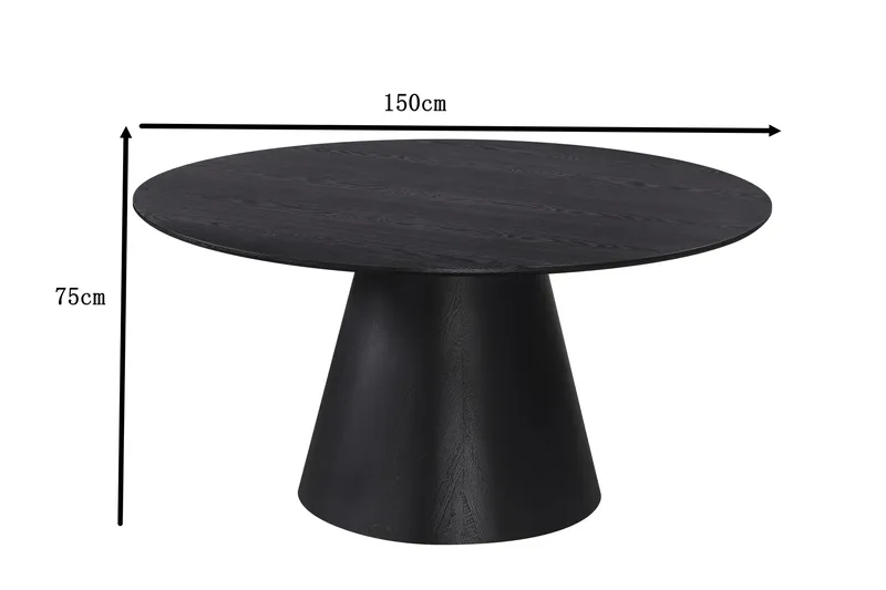 Siena Stort Matbord Runt 150cm Fanér - Svartlaserad ek - Products - Möbler - Bord & matgrupp - Matbord & köksbord