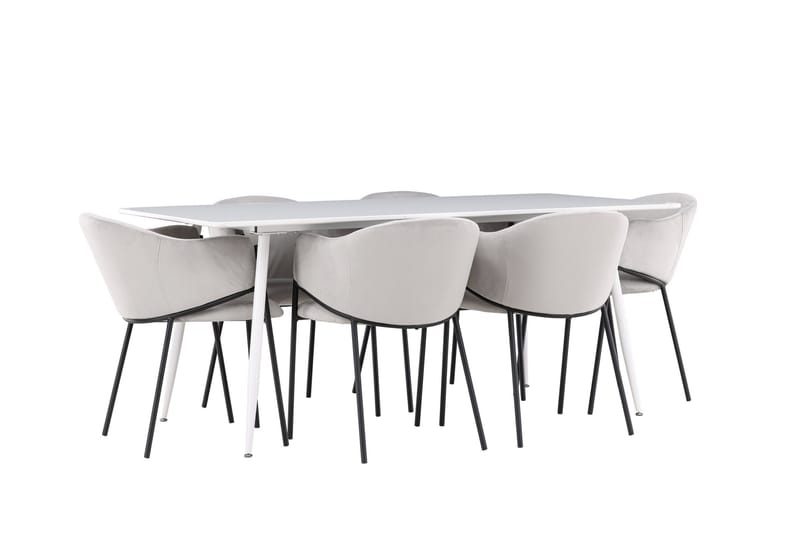 Silar Matgrupp 180 cm Rektangulär med 6 Evelina stolar - Vit/Grå - Products - Möbler - Bord & matgrupp - Matgrupp