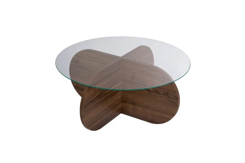 Soffbord Aeris 75 cm med Glasskiva, Valnöt / Transparent