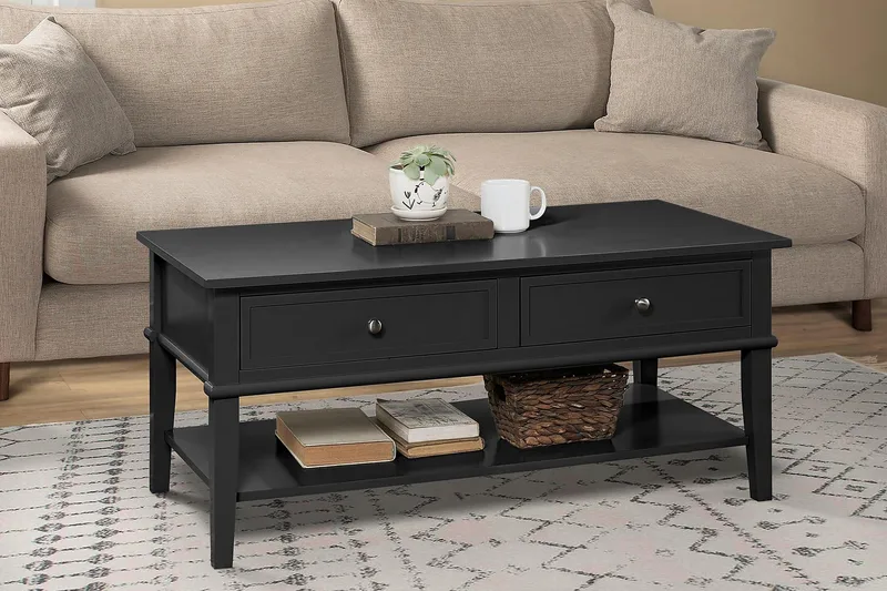 Franklin Soffbord 105 cm med Förvaring Hylla + 2 Lådor Svart - Dorel Home - Products - Möbler - Bord & matgrupp - Soffbord - Soffbord med förvaring