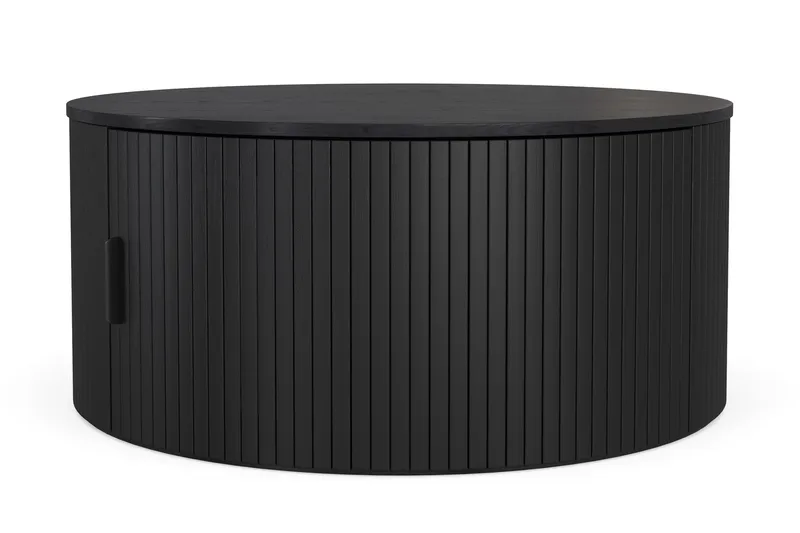 Noira Runt Soffbord 80 cm med Förvaring Ribbad - Svartlaserad ek - Products - Möbler - Bord & matgrupp - Soffbord - Soffbord med förvaring