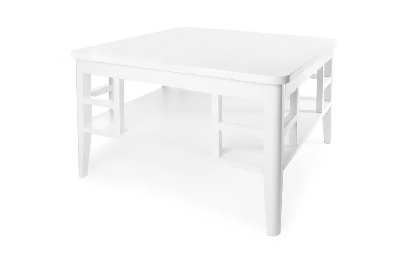 Piteå Soffbord 80 cm med Förvaring Hylla, Vit