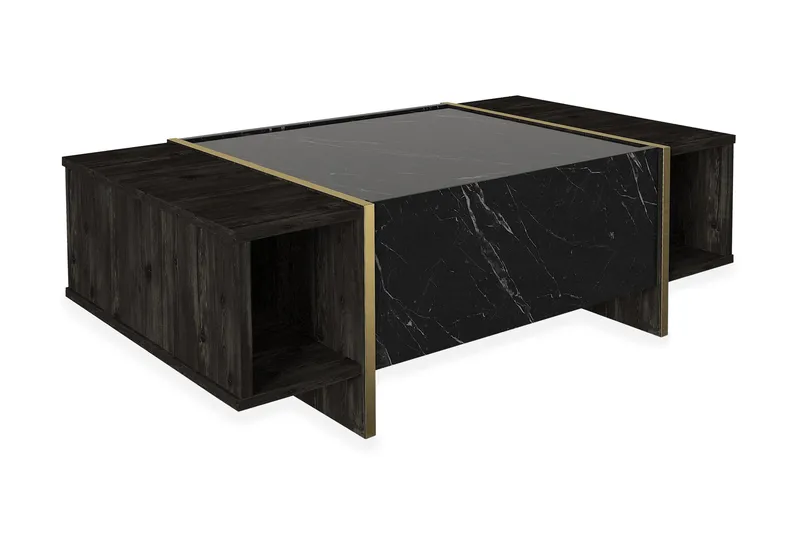 Riello Soffbord 104 cm med Förvaring Hyllor + Lucka - Svart/Guld - Products - Möbler - Bord & matgrupp - Soffbord - Soffbord med förvaring