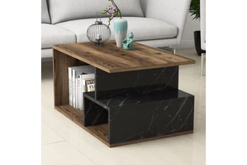 Soffbord Garavelo Soffbord 90 cm med Förvaring Hyllor Marmormönster Svart,Trä/Natur,Mörkbrun - Products - Möbler - Bord & matgrupp - Soffbord - Soffbord med förvaring