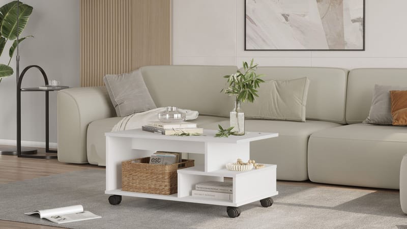 Solven Soffbord 90x42,5x51 cm - Vit - Products - Möbler - Bord & matgrupp - Soffbord - Soffbord med hjul