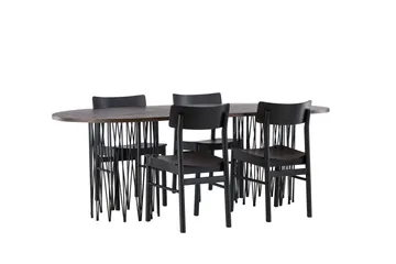 Stone Matgrupp + 4 Montros stolar Oval - Svart/Mocca - Products - Möbler - Bord & matgrupp - Matgrupp