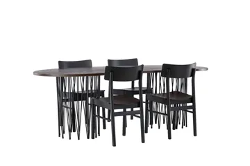 Stone Matgrupp + 4 Montros stolar Oval - Svart/Mocca - Products - Möbler - Bord & matgrupp - Matgrupp