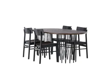 Stone Matgrupp + 4 Montros stolar Oval - Svart/Mocca - Products - Möbler - Bord & matgrupp - Matgrupp