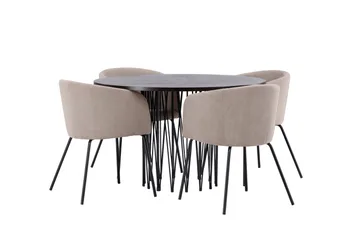 Stone Matgrupp 120 cm Rund med 4 Berit stolar - Beige - Products - Möbler - Bord & matgrupp - Matgrupp