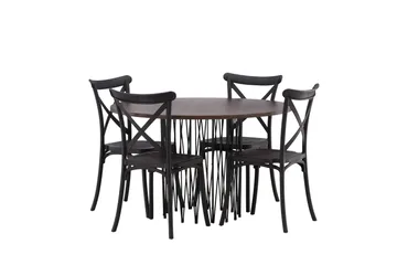 Stone Matgrupp 120 cm Rund med 4 Crosett stolar - Svart - Products - Möbler - Bord & matgrupp - Matgrupp