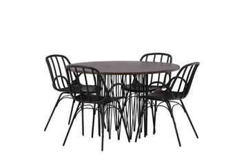 Stone Matgrupp 120 cm Rund med 4 Dyrön stolar - Svart - Products - Möbler - Bord & matgrupp - Matgrupp