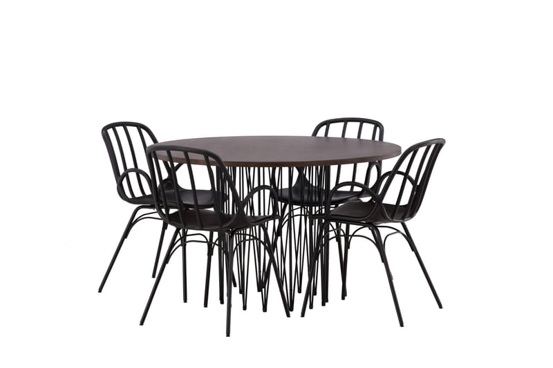 Stone Matgrupp 120 cm Rund med 4 Dyrön stolar - Svart - Products - Möbler - Bord & matgrupp - Matgrupp