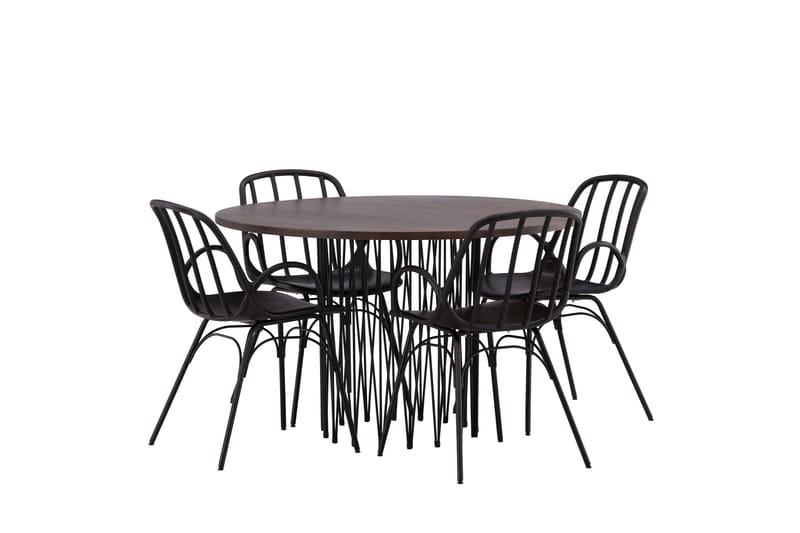 Stone Matgrupp 120 cm Rund med 4 Dyrön stolar - Svart - Products - Möbler - Bord & matgrupp - Matgrupp