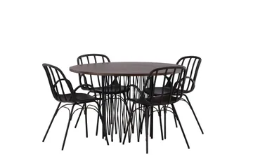 Stone Matgrupp 120 cm Rund med 4 Dyrön stolar - Svart - Products - Möbler - Bord & matgrupp - Matgrupp