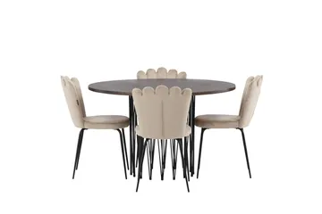 Stone Matgrupp 120 cm Rund med 4 Limhamn stolar - Beige - Products - Möbler - Bord & matgrupp - Matgrupp