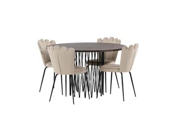 Stone Matgrupp 120 cm Rund med 4 Limhamn stolar - Beige - Products - Möbler - Bord & matgrupp - Matgrupp