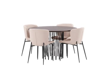 Stone Matgrupp 120 cm Rund med 4 Modesto stolar - Mörkgrå - Products - Möbler - Bord & matgrupp - Matgrupp