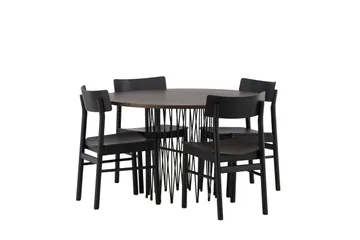 Stone Matgrupp 120 cm Rund med 4 Montros stolar - Svart - Products - Möbler - Bord & matgrupp - Matgrupp